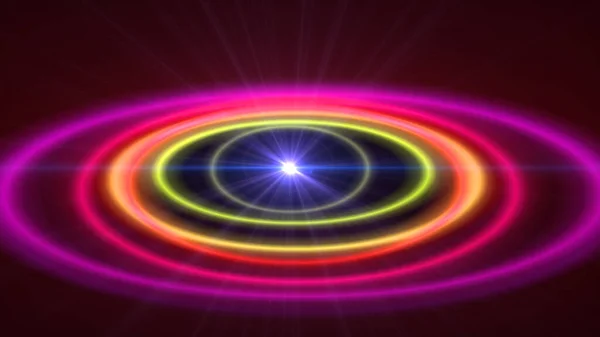 Abstraktes Atom Farbe Ringe Hintergrund Strahl Licht — Stockfoto