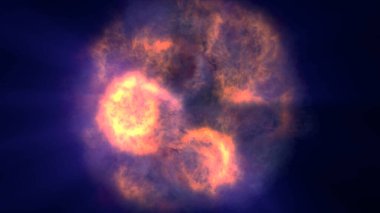 Uzayda ateş topu patlaması, soyut illüstrasyon