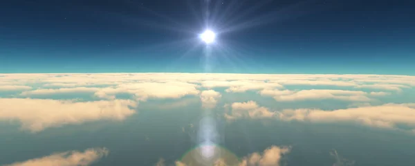Repülnek Felhők Felett Naplemente Táj Rendezés Illusztráció — Stock Fotó