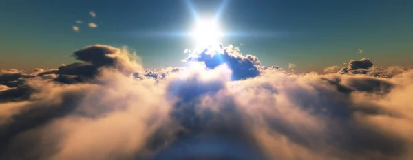 雲の上でサンセット レイのイラストや3Dレンダリングを — ストック写真