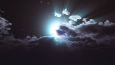 Gece vakti dolunay gökyüzü bulutu, 3 boyutlu resimleme