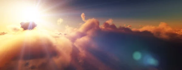 Clouds Fly Sunset Sun Ray Illustration Render — Stock Photo, Image