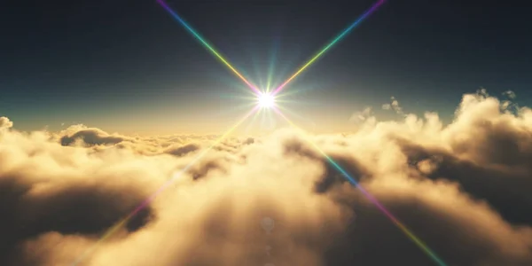 Clouds Sunrise Sun Ray Illustration Rendering — Stock Photo, Image