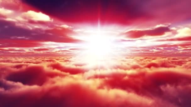 Volar sobre nubes de puesta de sol 4k — Vídeo de stock