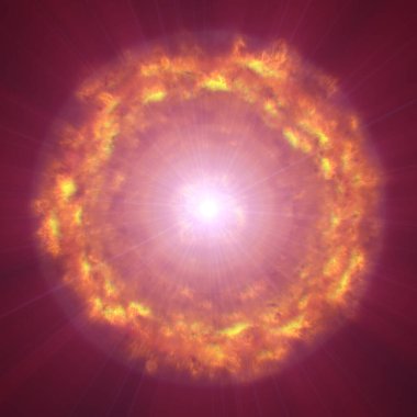 Uzayda ateş topu patlaması, soyut illüstrasyon