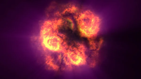 Explosion Boule Flamme Feu Dans Espace Illustration Abstraite — Photo