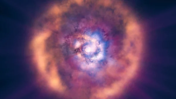 Tűz Láng Labda Robbanás Űrben Elvont Illusztráció — Stock Fotó