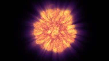 Uzayda ateş topu patlaması, soyut illüstrasyon