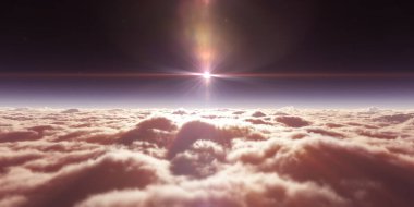 Bulutların üzerinde uçan rüya ışığı, üç boyutlu resimleme