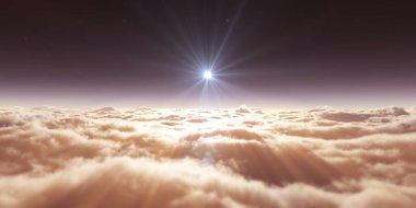 Bulutların üzerinde uçan rüya ışığı, üç boyutlu resimleme