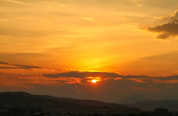 Přírodní Západ Slunce Mraky Nebe Pozadí Barva Panorama — Stock fotografie