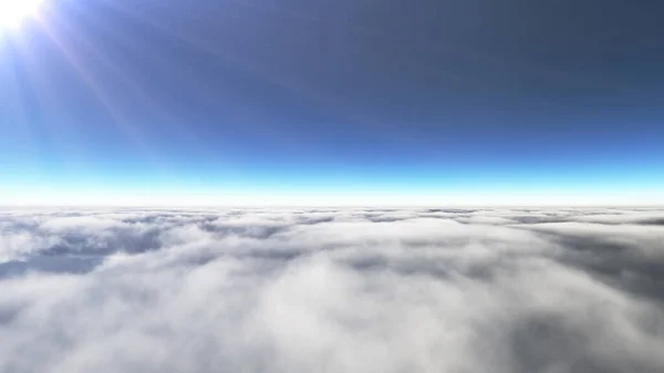 雲の上の太陽光線 3Dレンダリング図 — ストック写真