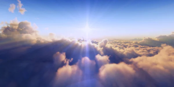 Hermosa Vista Aérea Por Encima Las Nubes Con Puesta Sol — Foto de Stock
