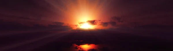 Solnedgang Rolig Solstråle Illustrasjon – stockfoto