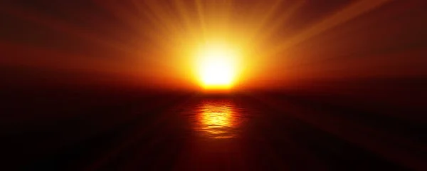 Západ Slunce Sluneční Paprsek Jasná Obloha Vykreslování Ilustrace — Stock fotografie
