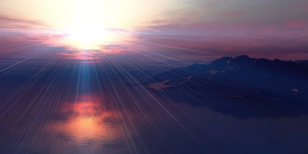 Над Островами Заході Сонця Ілюстрація Рендеринга — стокове фото