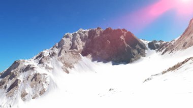 Dağ Karlı Güneş Işığı çizimi, 3D görüntüleme