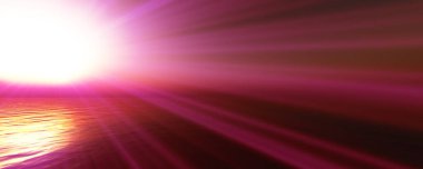 Gün batımı deniz ışığı gökyüzü berrak, üç boyutlu resimleme