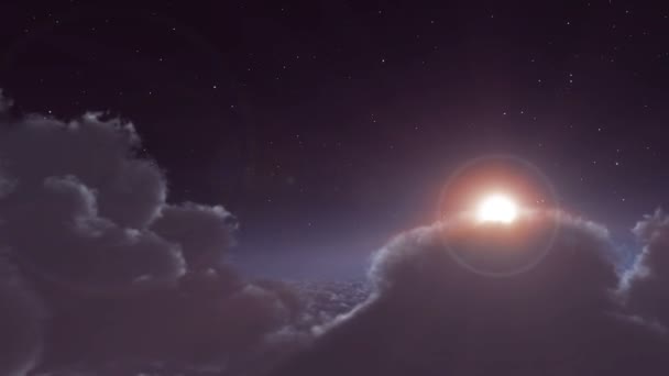 Luna llena de sueños sobre las nubes — Vídeos de Stock