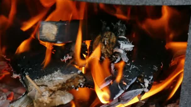 Flamme dans une cheminée au ralenti — Video