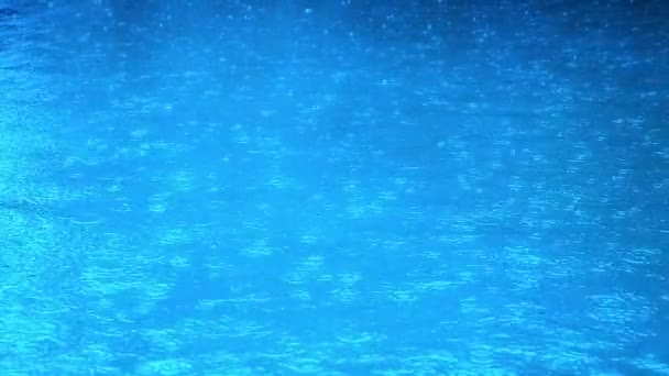 Drops in rain pool slow motion — Stock Video