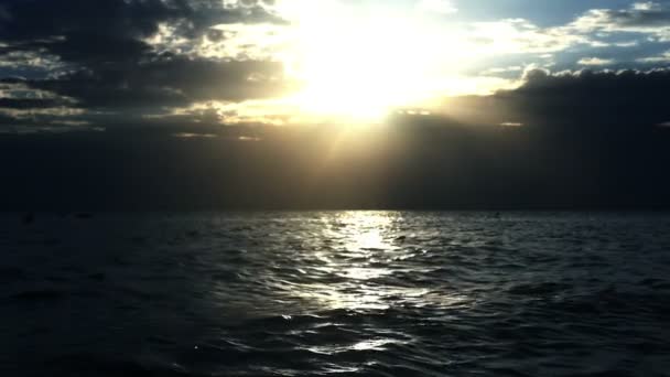 Sonnenuntergang Strand Welle Zeitlupe — Stockvideo