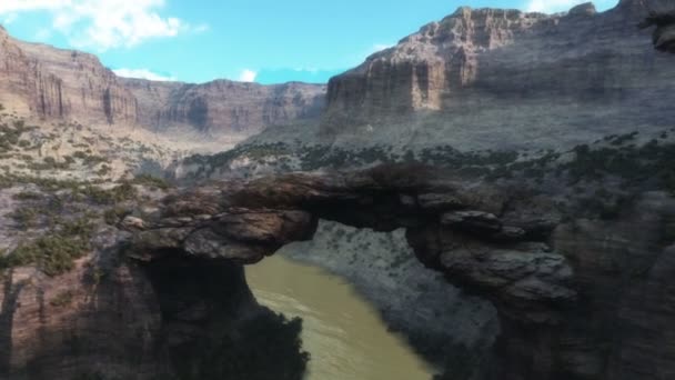 Пролететь над каньоном и рекой — стоковое видео