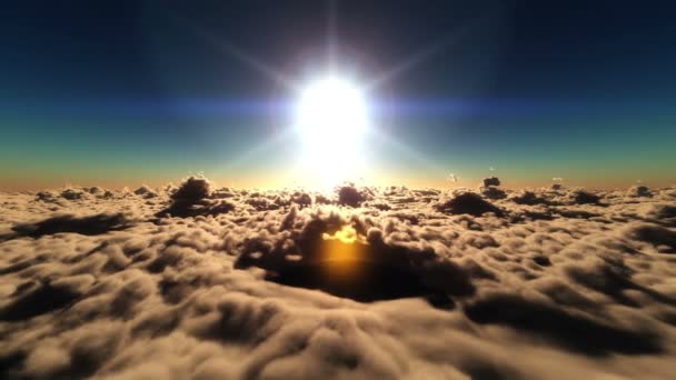 survoler les nuages au coucher du soleil 