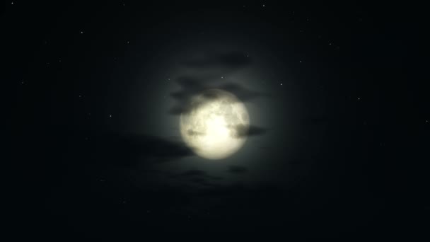 grande lune dans la nuit et nuages 