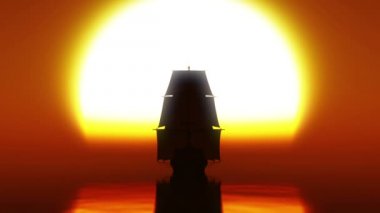 Eski gemi günbatımı Denizi