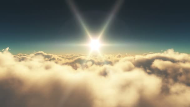 Volar sobre las nubes puesta de sol — Vídeos de Stock