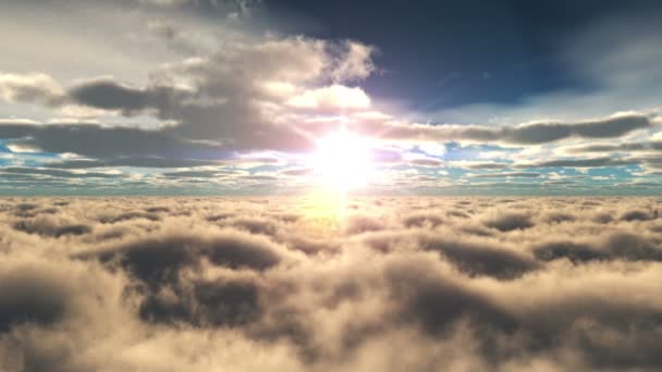 Volar sobre las nubes puesta de sol — Vídeos de Stock