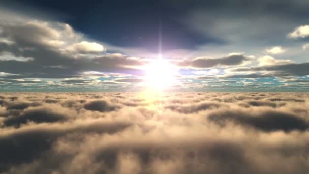 Volar sobre las nubes puesta de sol — Vídeo de stock