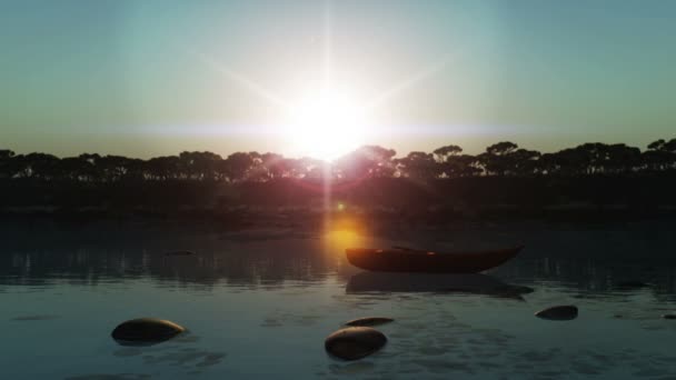 Atardecer laguna azul — Vídeo de stock