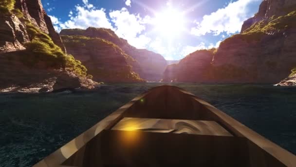 Катание на лодке в каньоне — стоковое видео