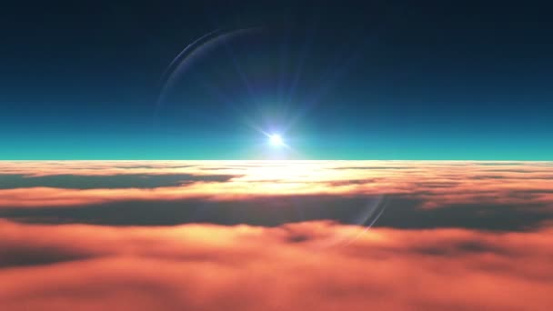 Volar en las nubes del atardecer — Vídeos de Stock