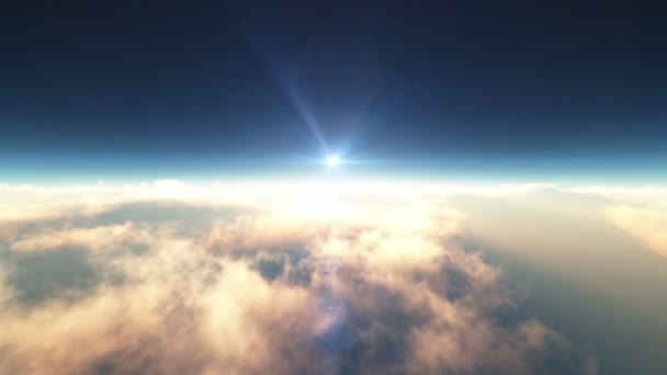 Volando por encima de las nubes amanecer — Vídeo de stock
