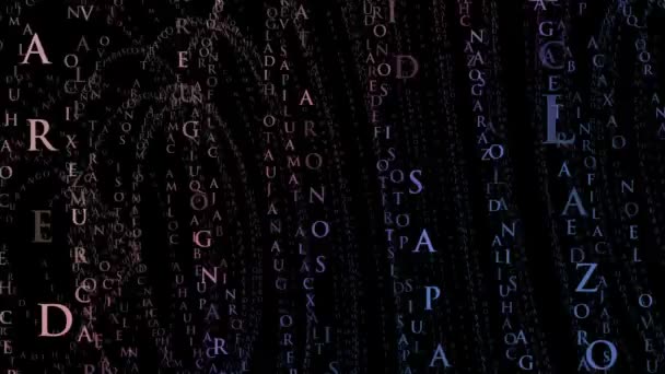 블랙에 애니메이션된 알파벳 그라데이션 추상적인 배경 — 비디오