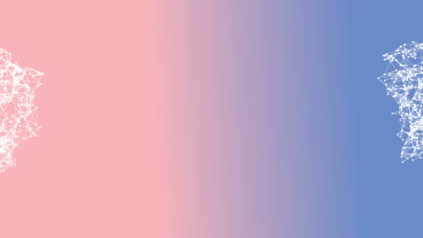 Abstrakter Bewegungshintergrund für den Titel (Text in der Mitte). weiße Punkte mit Linien auf 2016 Pantone Farbmix (Rosenquarz und Gelassenheit) Farbverlauf Hintergrund verbunden — Stockvideo