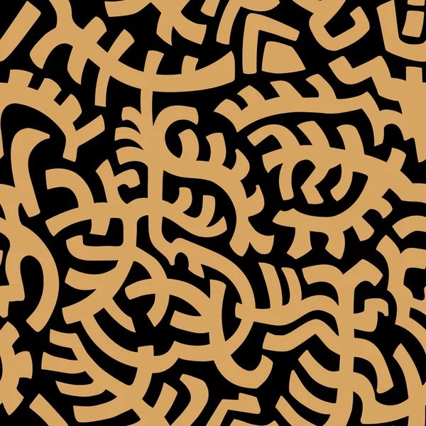 Isolé motif tribal vectoriel sans couture sur fond noir. Or . — Image vectorielle