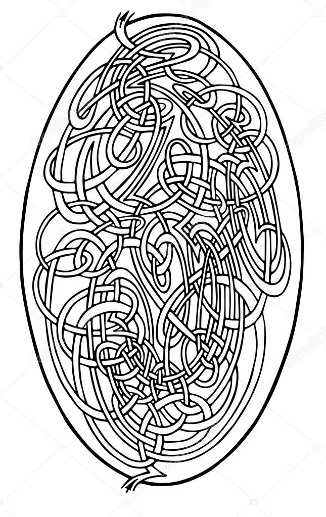 Brain-teaser oval shape vector labyrinth