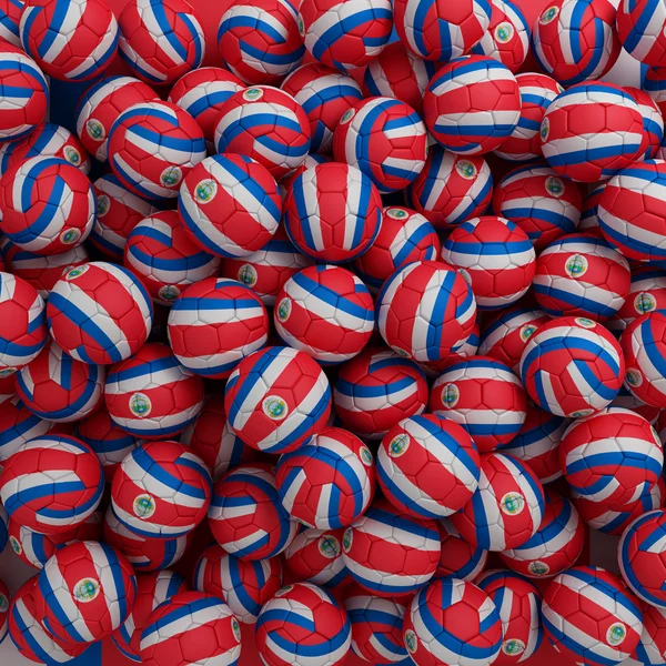 Palloni da calcio Costa Rica (molti). Sfondo di rendering 3D — Foto Stock