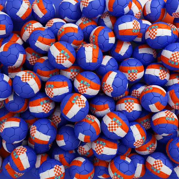 Piłka nożna Chorwacja piłki (wielu). 3D render tło — Zdjęcie stockowe