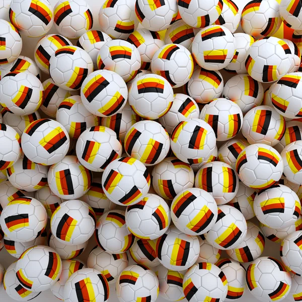 Germania palloni da calcio (molti). Sfondo di rendering 3D — Foto Stock
