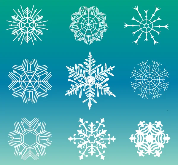 Diferentes copos de nieve — Vector de stock