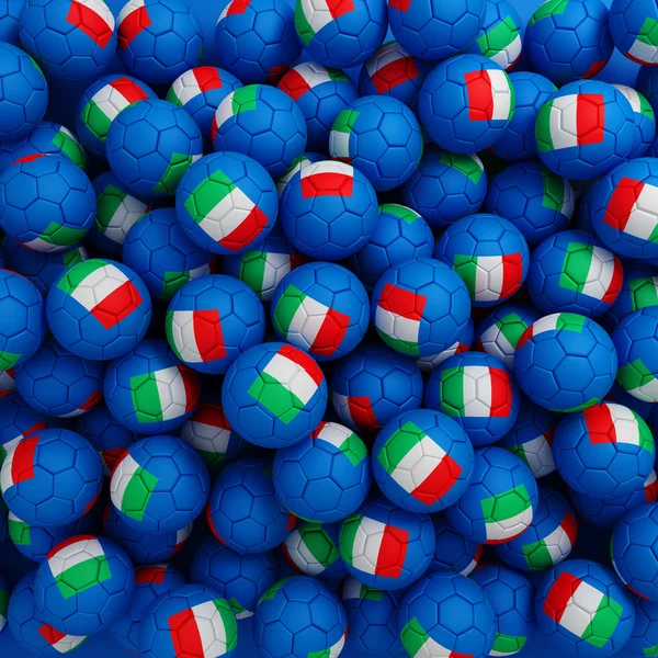 Balones de fútbol italiano (muchos). Fondo de renderizado 3D — Foto de Stock