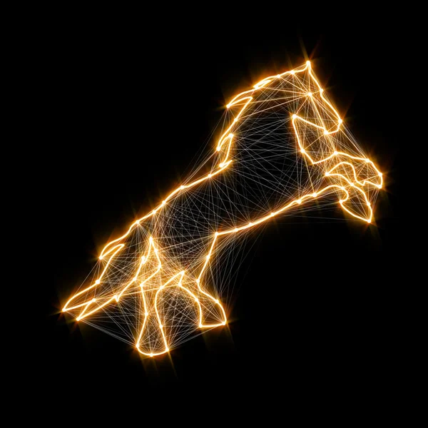 Magic shiny golden horse. Connected dots — Stock Photo, Image