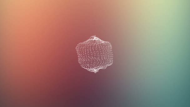 Belle sphère de points connectés devient bruyant. Animation abstraite 