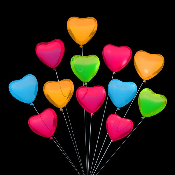 Tarjeta de San Valentín con globos en forma de corazón. Lugar para el texto — Foto de Stock