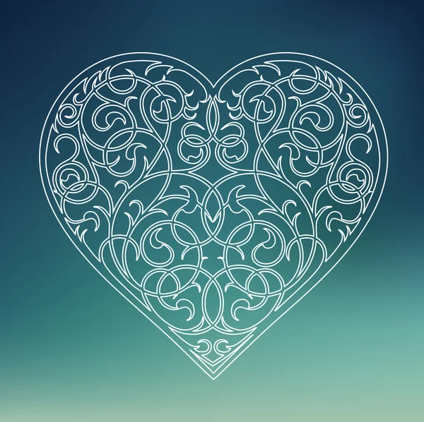 Beaux ornements de fleurs Valentine's heart — Image vectorielle